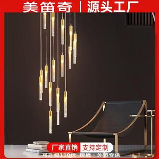 中山灯具LED轻奢水晶圆柱体吊灯客厅餐厅卧室酒店大堂别墅多头