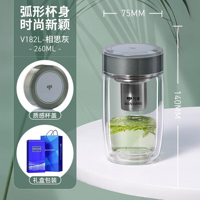 万象现代简约防烫双层耐热玻璃茶水分离泡茶杯