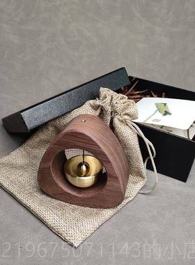 高档约原创实木新中式静心铛愈解压创意礼物简办铃公桌工位摆治件