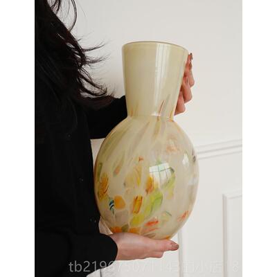 高档AUFUNRA中古代玉花瓶法式设计感琉璃花现器家居装饰插品花摆