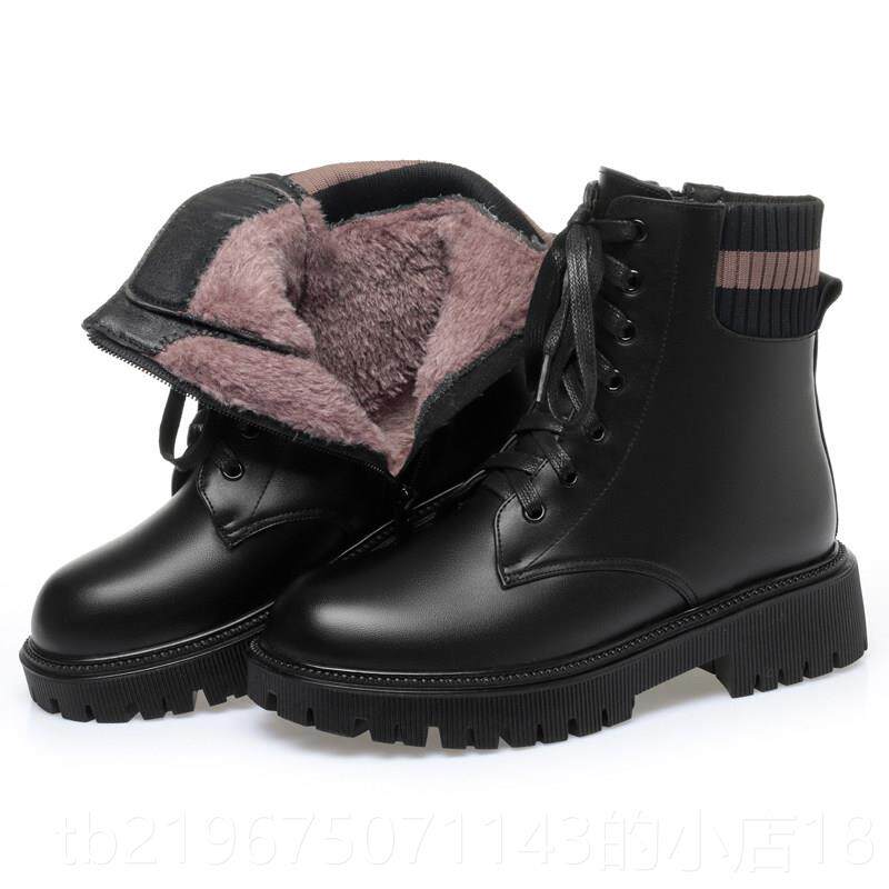 高档真皮羊软平底女靴毛季厚底羊冬毛衬里妈妈短靴雪地靴东北大棉