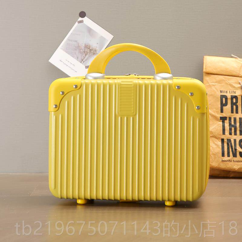 高档复古手提箱子小行李箱女14化妆16寸密码箱纳小寸型证箱件迷你