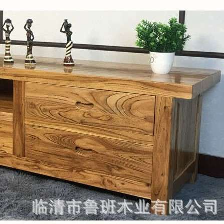 鲁班一木老榆木现代简约双开门带抽屉电视柜环保收纳茶几