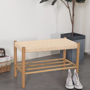 换鞋凳家用门口实木编绳北欧简约现代餐厅长凳日式试衣间凳穿鞋凳