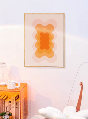 橙色渐变色装饰画北欧极简几何挂画抽象艺术小众餐厅玄关过道壁画