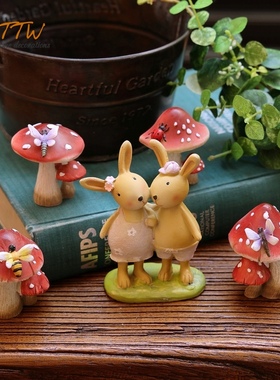 卡通森林蘑菇趣味装饰摆件可爱童话橱窗儿童房微景观家居饰品道具