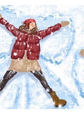 【特惠捡漏】插画师Subin复刻艺术版画治愈情侣冬日雪地装饰画芯