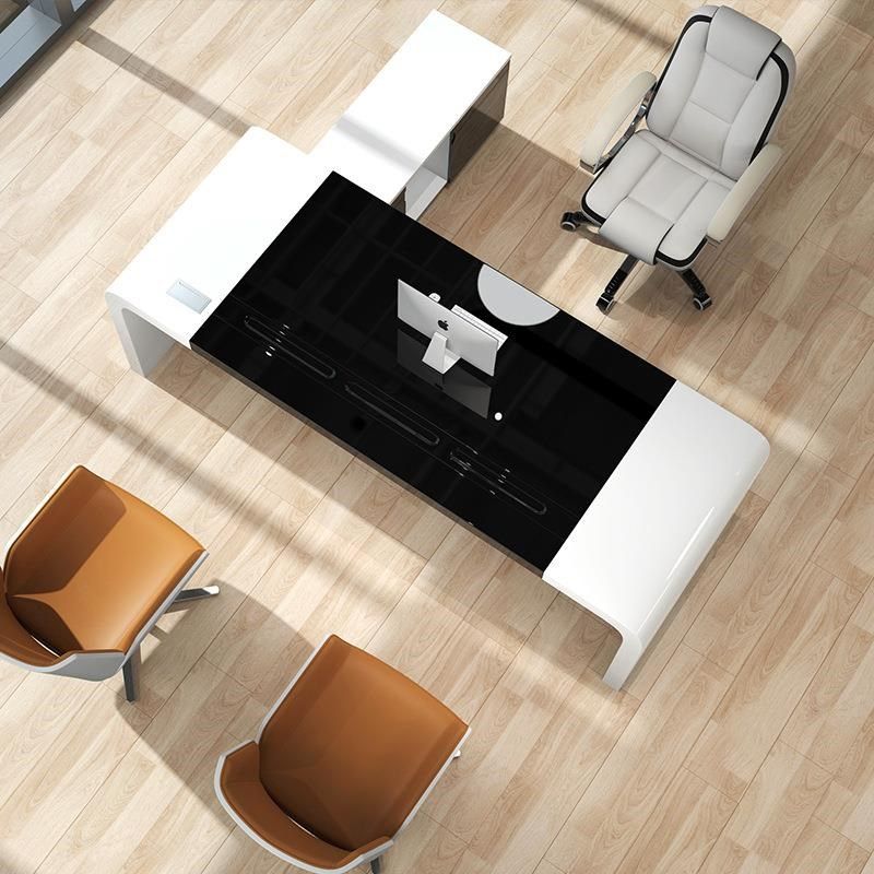 办公家具黑白烤漆老板桌简约代RM-50总裁桌大班台现经桌管桌椅理