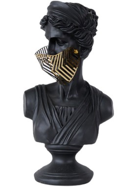 北欧面罩人雕塑抽象人物摆件样板房客厅书柜创意家居艺术软装饰品