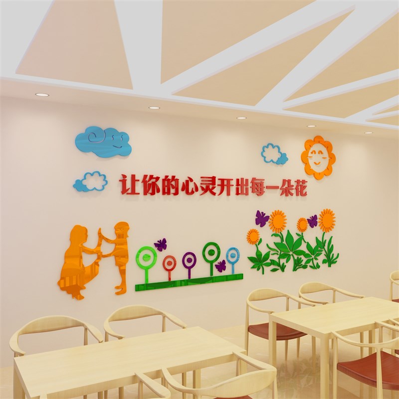 学壁心理咨询室装饰墙贴布置画辅导室文化墙校贴纸亚包力墙贴克邮