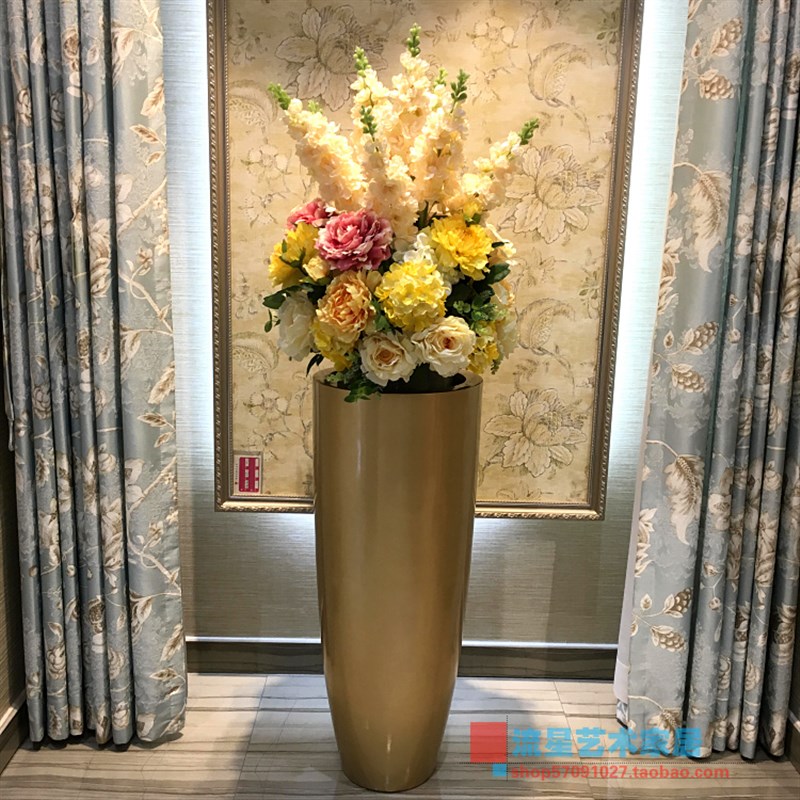 套璃钢现地大花瓶仿真插花艺玻装客厅酒店商场欧式落代装饰品摆件