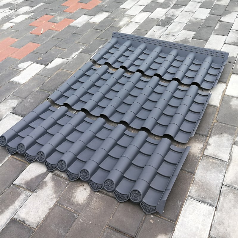 合成树脂仿古瓦片130cm塑钢搭接板屋檐屋顶别墅装饰塑料琉璃沥青