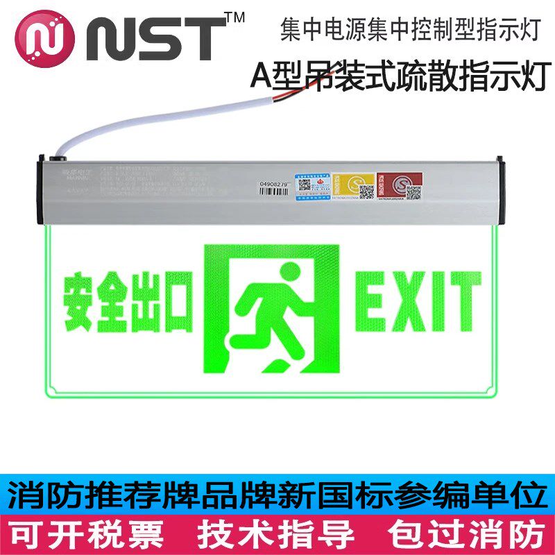 NST拿斯华敏特安全出指水晶吊牌口示灯DC36V透明安全出口灯指示灯