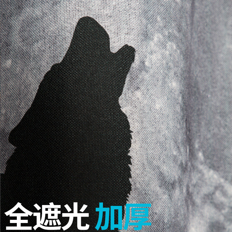 定室落地窗加厚粗麻虎头黑白工业风卧制缝遮光布打孔挂钩无全窗帘