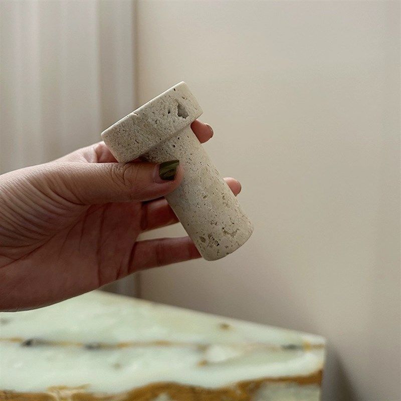 中古侘寂风天然洞石挂钩设计师软装卧室衣帽间浴室挂钩装饰摆件