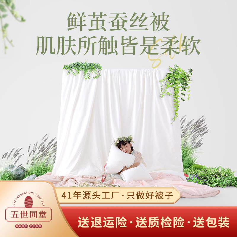 五世同堂鲜茧双宫桑蚕丝被芯春蚕茧结婚庆子母被A类蚕丝被新品