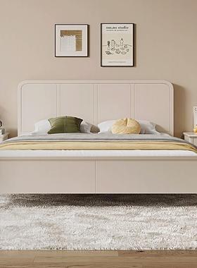 北欧白色全实木床现代简约奶油风格1.8米双人床1.5主卧公主储物床