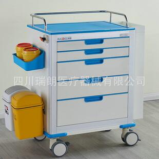 新款铝钢抢救车困难气道推车多功能五层静音移动急救推车厂家批