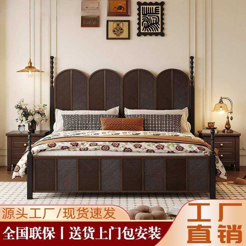 中古风美式复古木床主卧双人床古风1.5现代1.8简约法式罗马柱婚床,3C数码配件,摄像机配件,淘宝优惠券,粉丝福利购,淘宝优惠卷