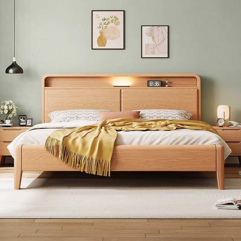 白蜡木实木床北欧简约1.8米双人主卧大床小户型储物床1.5米单人床,3C数码配件,摄像机配件,淘宝优惠券,粉丝福利购,淘宝优惠卷