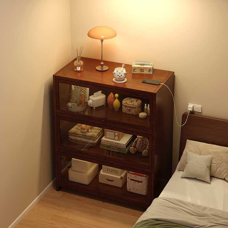 实木床头柜书架置物架落地家用防尘展示柜子储物柜卧室床边小书柜,3C数码配件,摄像机配件,淘宝优惠券,粉丝福利购,淘宝优惠卷