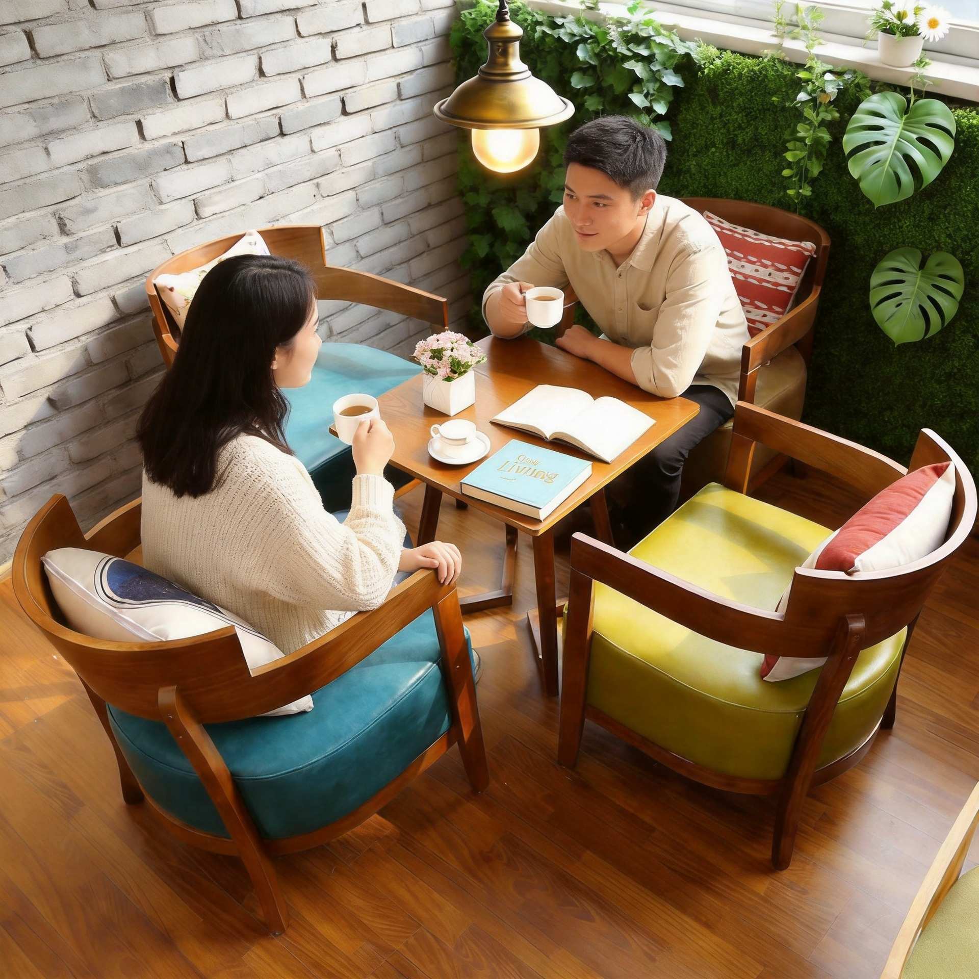 北欧咖啡厅桌椅接待洽谈实木桌椅组合休闲奶茶店餐椅书吧咖啡椅子