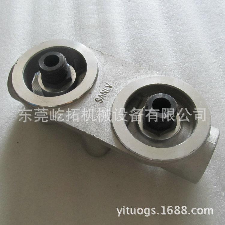 复盛空压机过滤器底座W962双联1寸油滤座 带发讯器接口