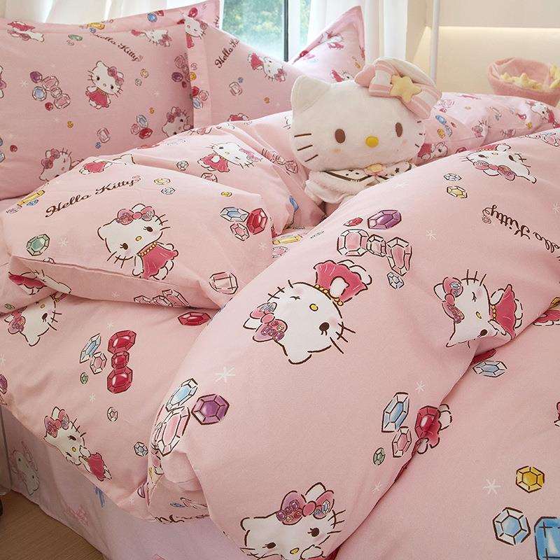 HelloKitty纯棉床上四件套全棉床品女孩儿童宿舍被套床单人三件套
