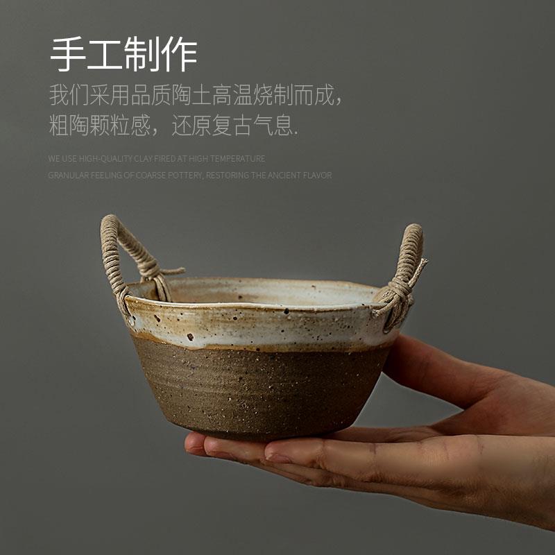 景德镇迷你粗陶绳编小碗陶瓷碗家用商用小盅碗冰淇淋碗