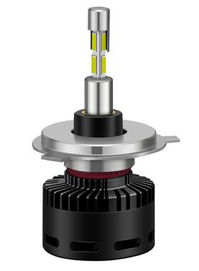 新款四面发光LED汽车大灯热管全铜一体式设计55W足功率H4汽车灯泡
