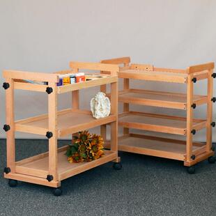 木扎特实木制颜料收纳车美术生多功能3层4层画笔工具推车带抽屉