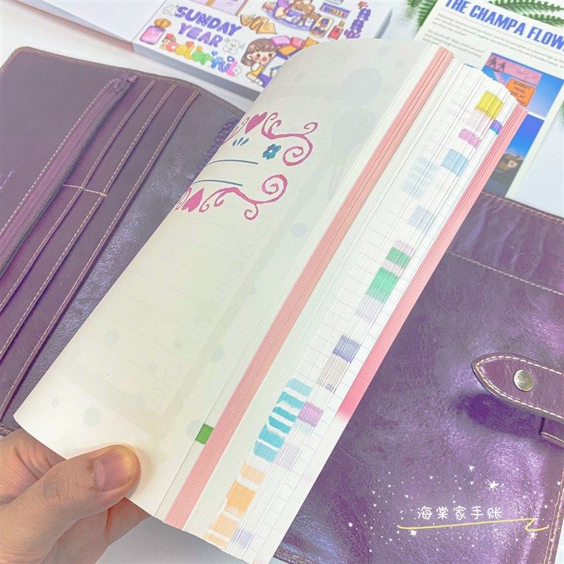 包邮 套装6孔活页本内页手帐替芯 A5A7A6内页计划道林纸彩色花卉