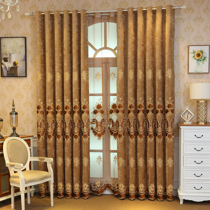 雪尼尔窗帘 高档加厚北欧成品定制遮光布料卧室客厅阳台落地窗帘c