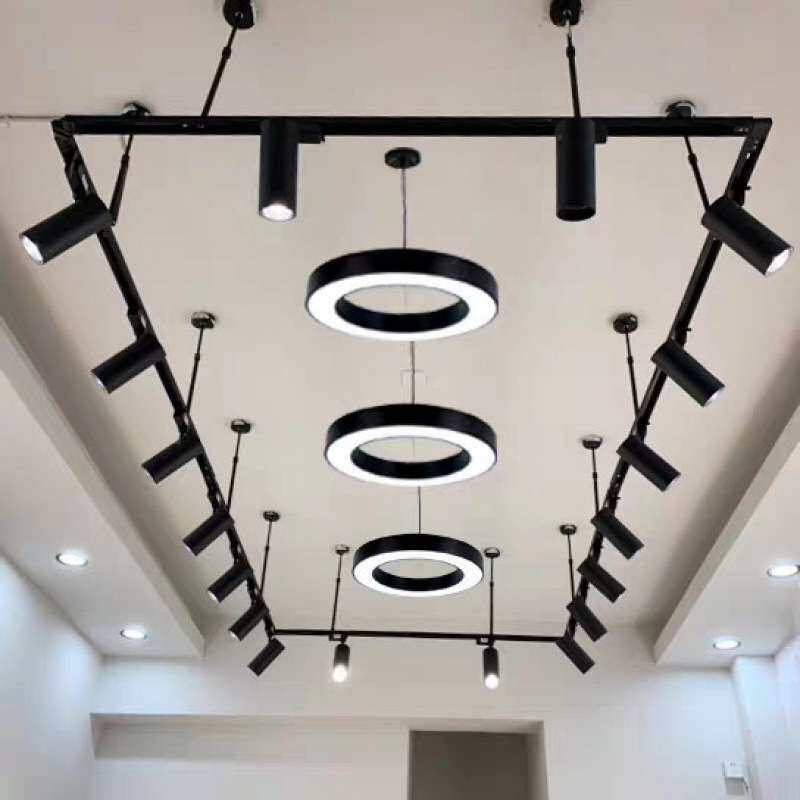 led射灯服装店商场客厅餐厅简约吊杆轨道聚光灯全套个性伸缩吊灯