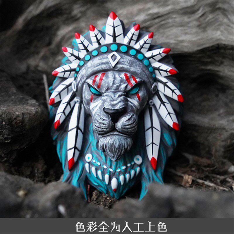 绿巨人印第安狮玩偶贴个性创意装饰汽车立体车贴划痕遮挡贴后玻璃
