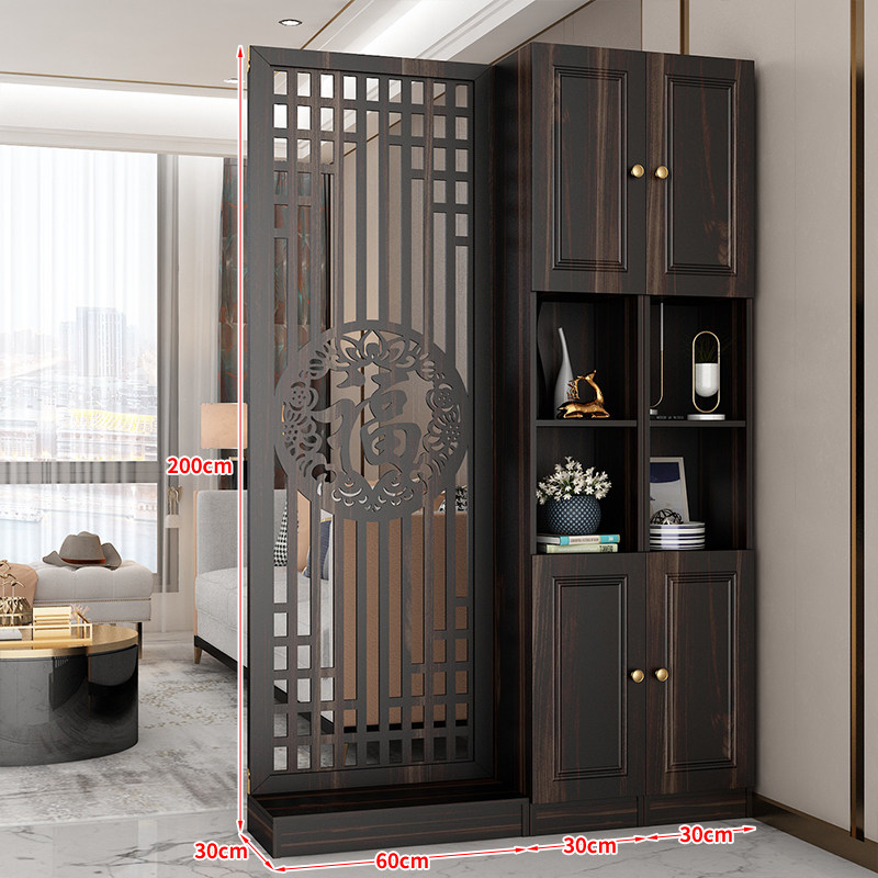 新厅屏风煞约现代镂空隔断装饰雕花客中式实木入户玄关柜挡简座屏