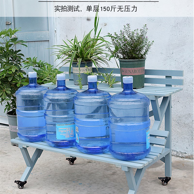 阶梯式阳台实木花架带轮防移动大花盆架带护栏防可水腐室外盆景架