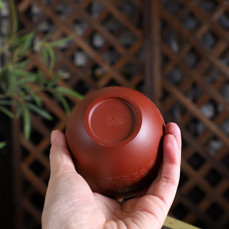 花暖精选 紫砂原矿朱泥 无孔水盂 水缸暖盆 铜培水钱草 碗莲 摆件