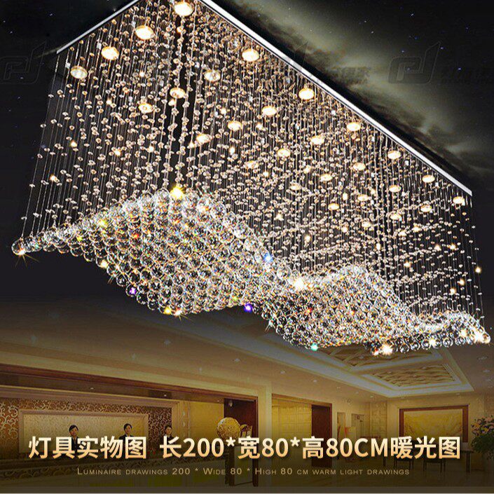 吊线水晶灯客厅餐厅长方形吸顶灯酒店工程售楼大厅吧台创意简约灯