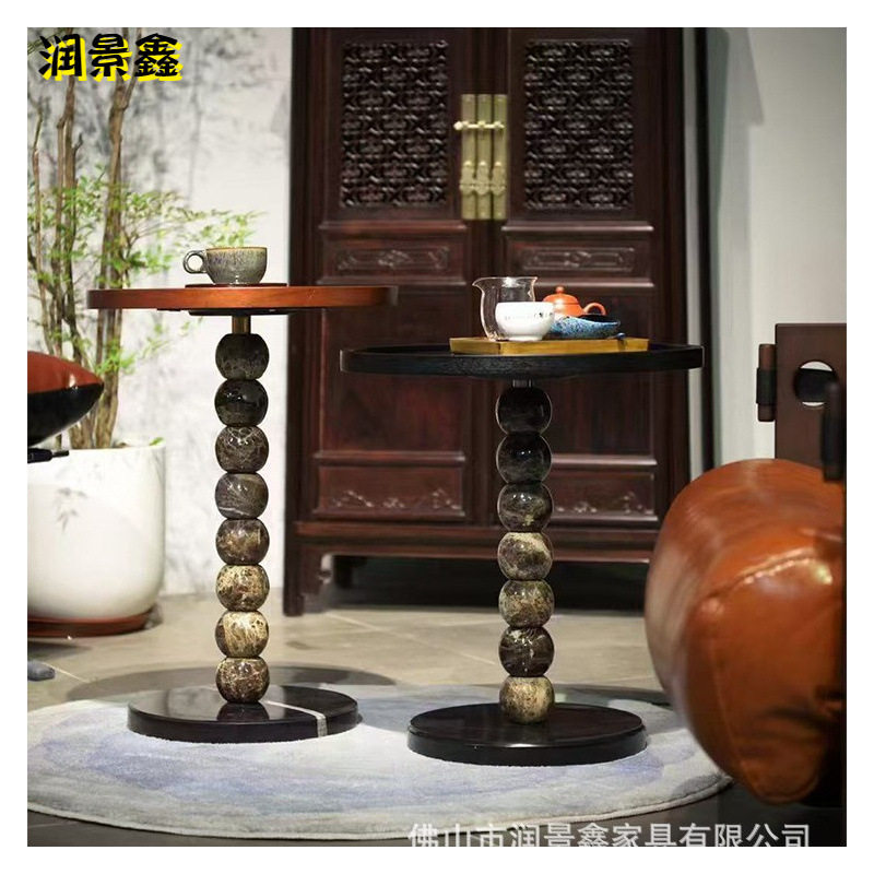 厂家直销石头边几创意艺术角几客厅书房酒店沙发五金奢石小边几
