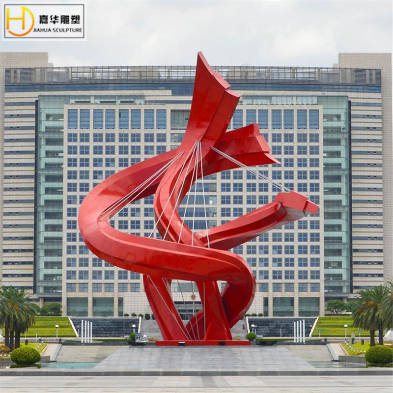 不锈钢抽象飘带雕塑金属铁艺异形扭曲景观园林公园装饰品摆件制作