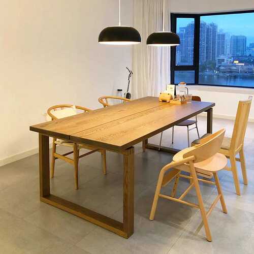 北欧长方形白蜡木餐桌椅组合 餐厅全实木多人位饭桌 家用吃饭桌子