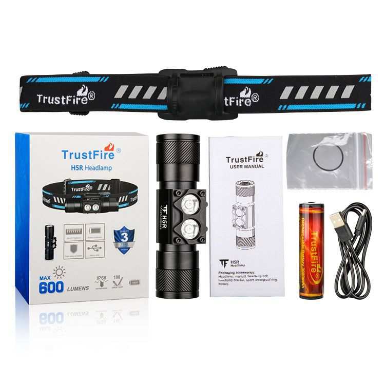 TrustFire头灯露营徒步LED USB可充电18650锂电池户外戴头式电筒