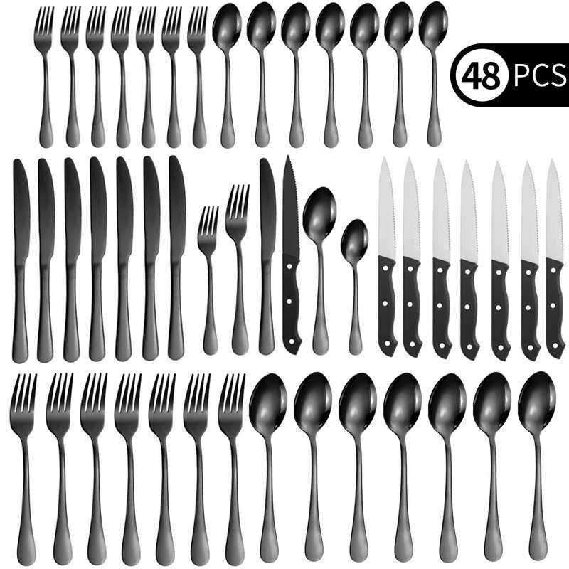 亚马逊热销不锈钢餐具48件套西餐牛排刀餐刀主餐勺叉甜品勺套装,3C数码配件,摄像机配件,淘宝优惠券,粉丝福利购,淘宝优惠卷