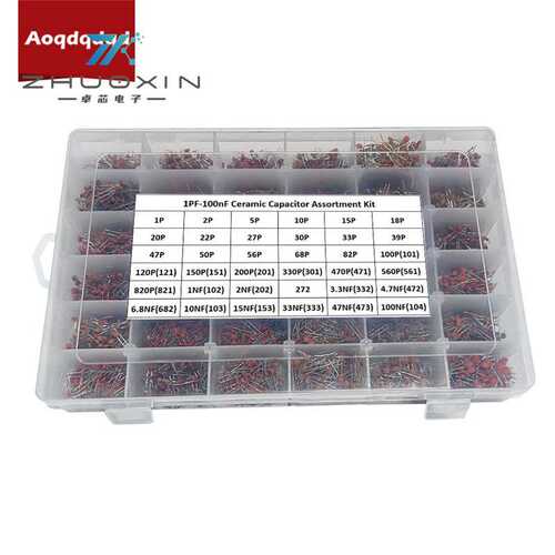 7200PCS 36种瓷片电容组合1PF-100nF 50V 常用陶瓷电容器 盒装