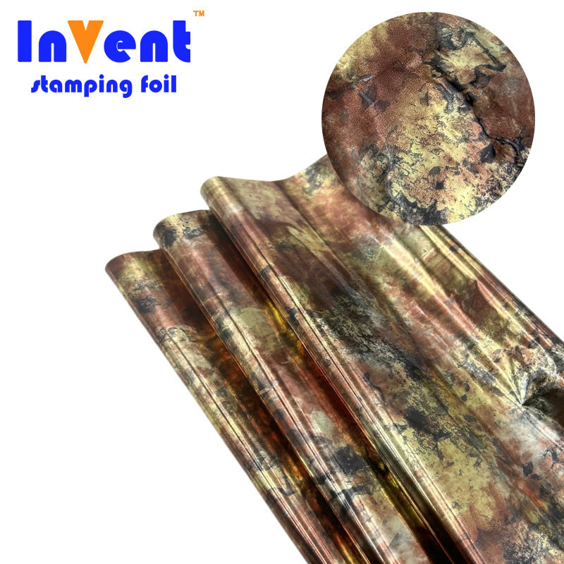 12u75CM多色抽象画布料烫金纸花膜服装纺织水洗丝印烫金浆膜印箔