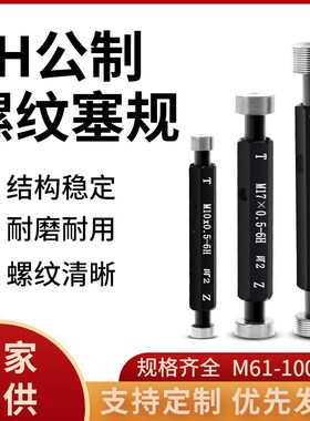 6H公制螺纹塞规通止规 内螺纹环塞规圆柱量规测量检具M61-100*2