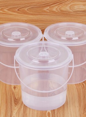 7L透明带盖子塑料桶钓鱼桶收纳桶食品桶保鲜冷饮冰桶手提塑胶水桶