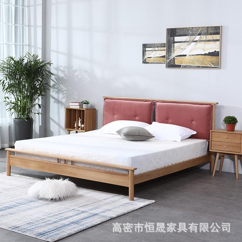 北欧实木双人床 现代简约创意小户型温莎床 全实木白橡木温莎床