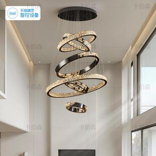 卡伯森设计师别墅复式楼客厅大吊灯现代轻奢大气挑空跃层水晶吊灯